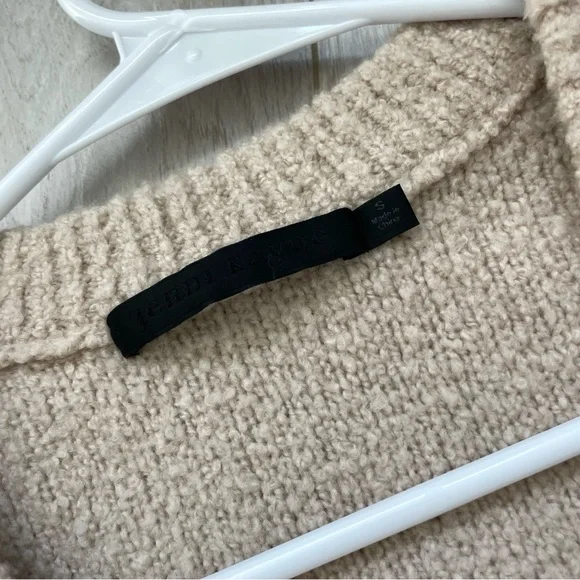 Jenni Kayne Merino Wool Boucle Boyfriend Cardigan Sweater Beige (Small) preppy - Picture 4 of 8